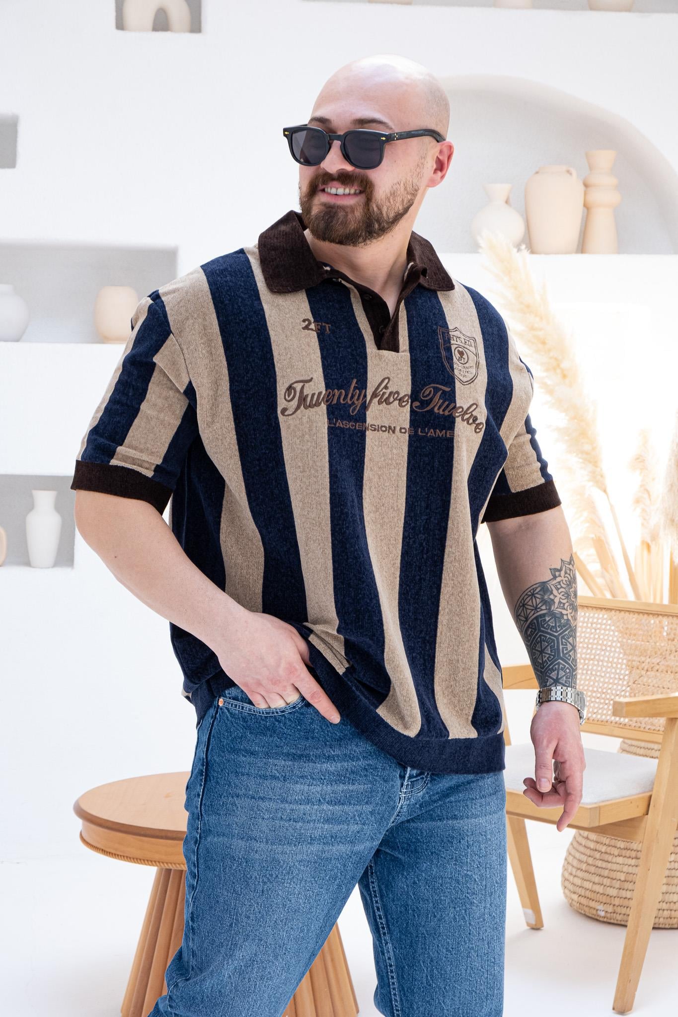 Vintage Polo Yaka Nakış Detaylı T-shirt (TSM57)