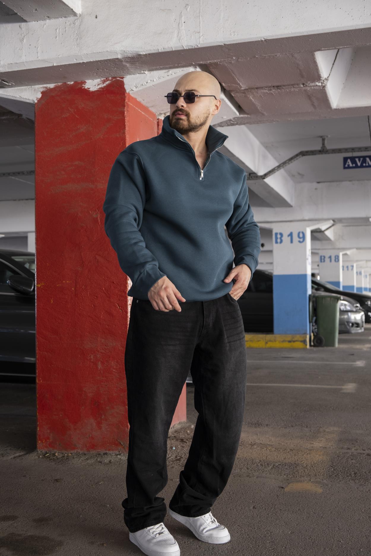 Yarım Fermuarlı Oversize Sweatshirt (SVTY04)