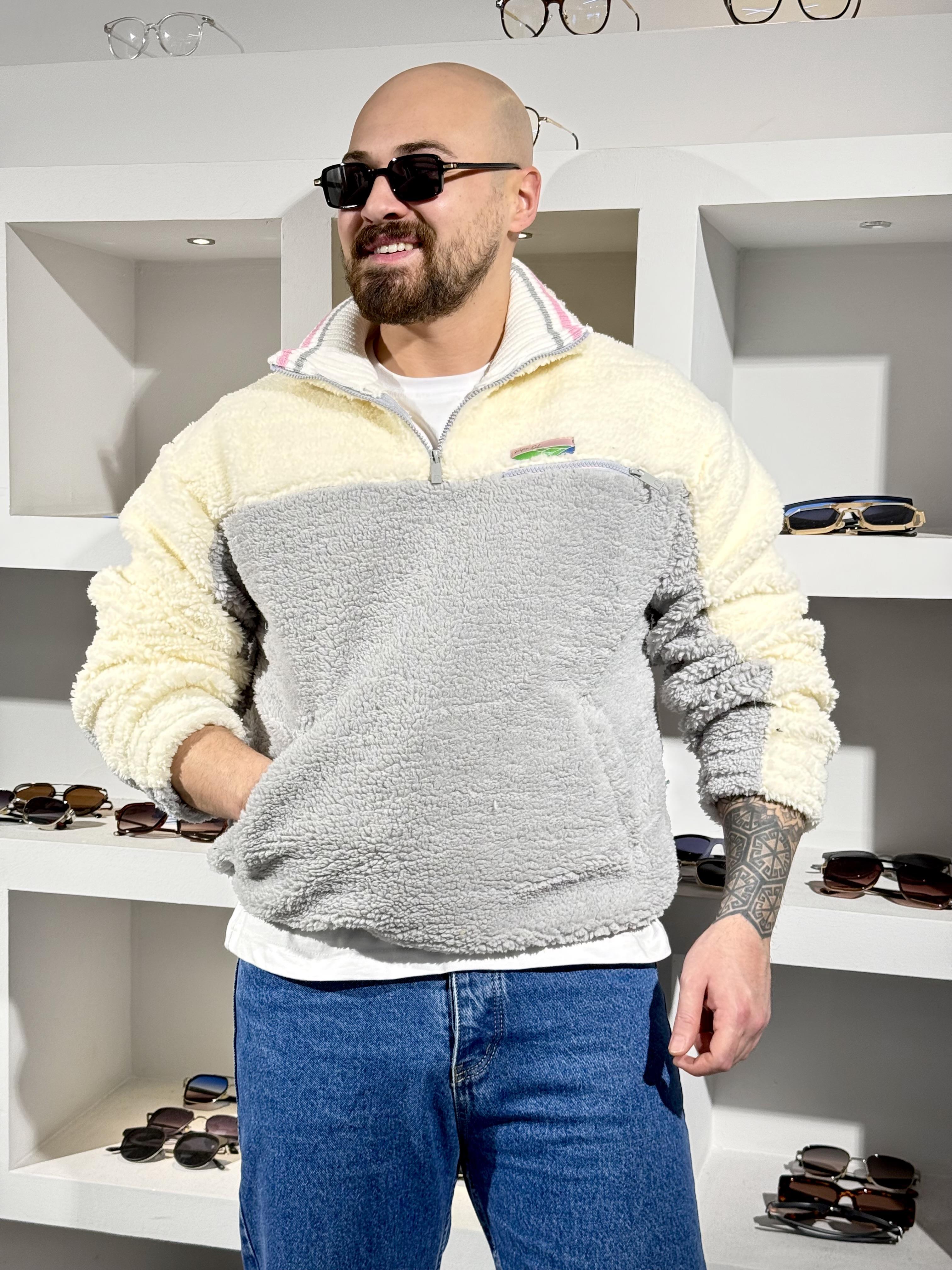 Yarım Fermuarlı Peluş Sweatshirt (SVTG90)