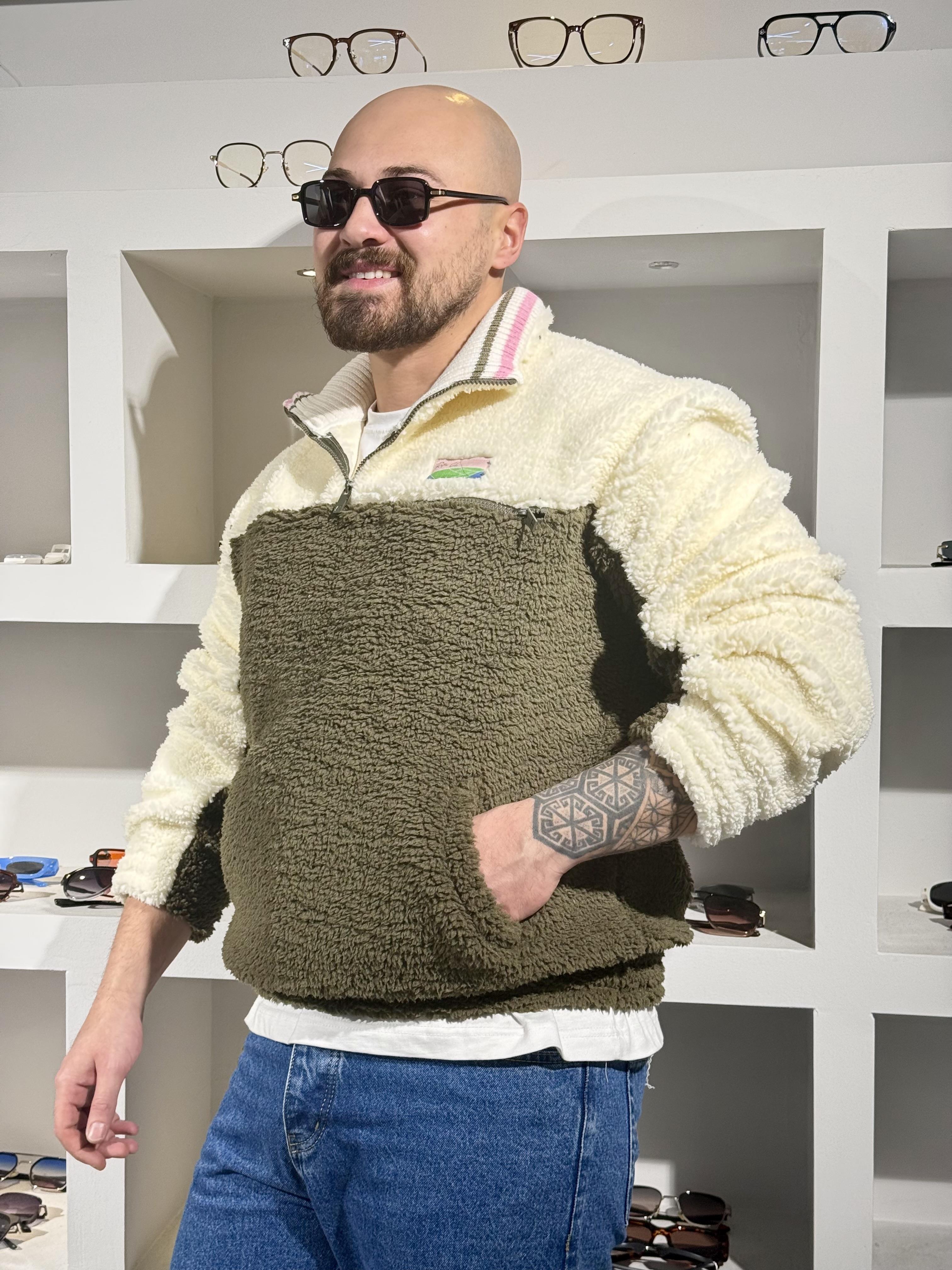 Yarım Fermuarlı Peluş Sweatshirt (SVTH90)