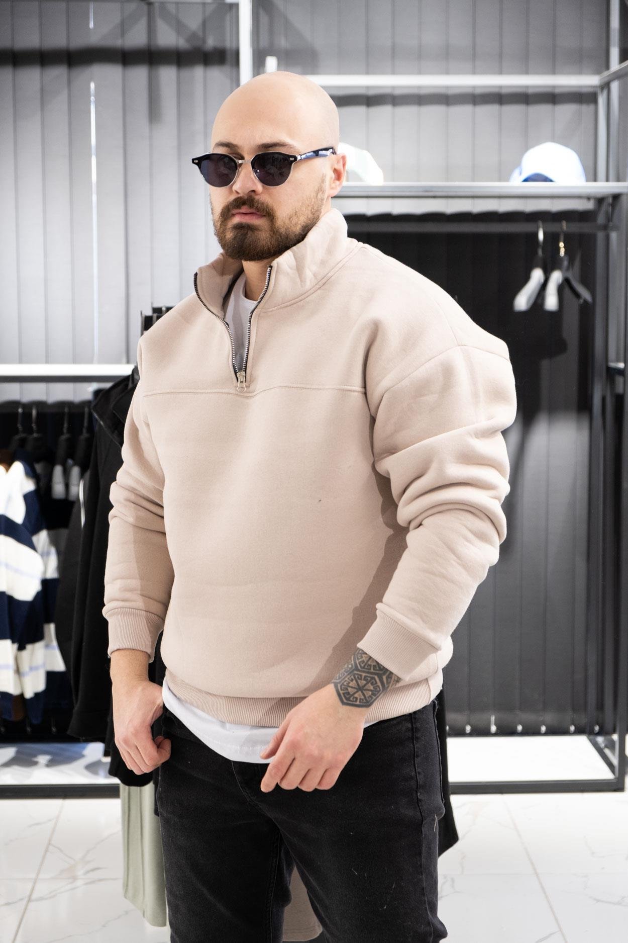 Yarım Fermuarlı Şardonlu Sweatshirt (K-SWTKR14)