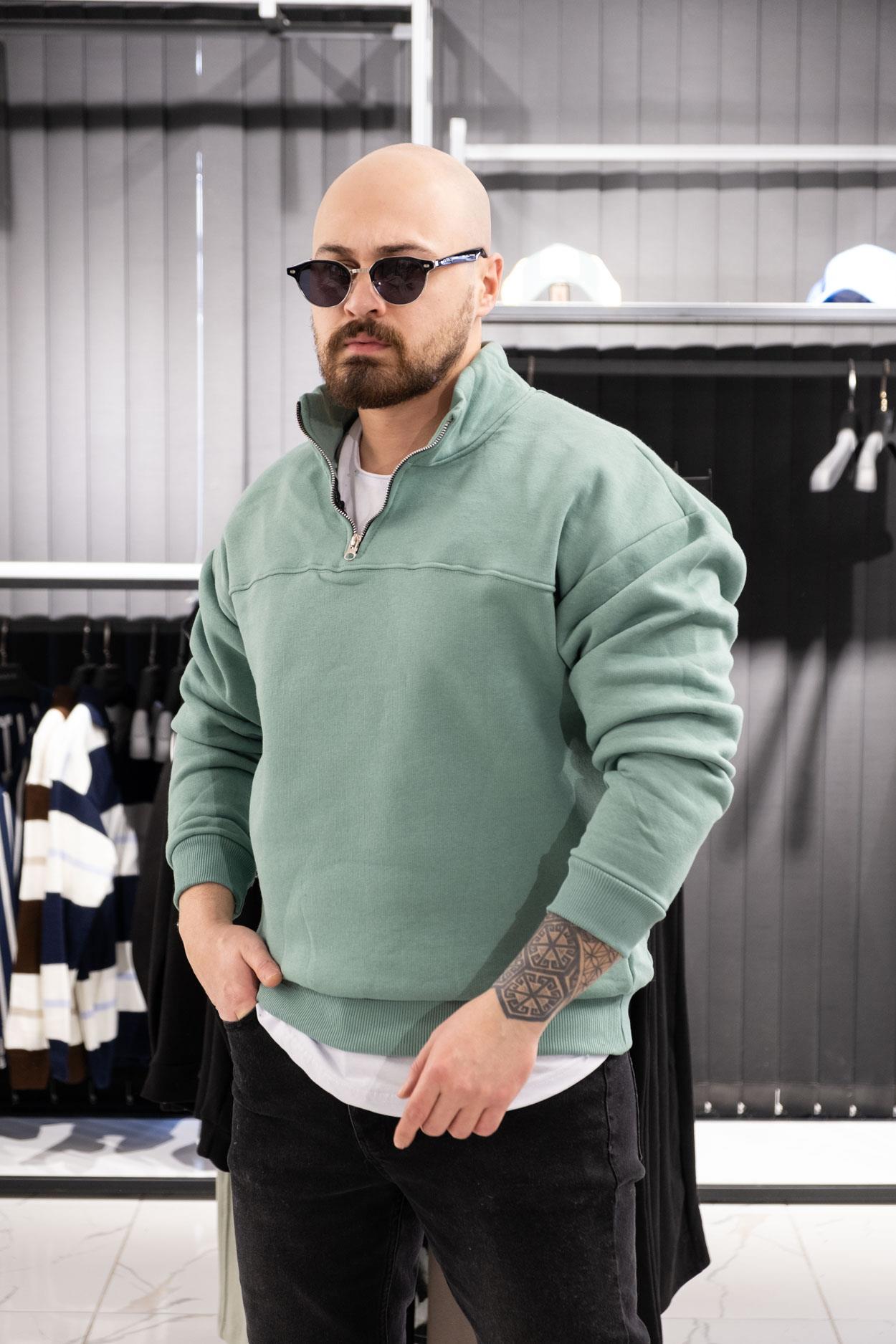 Yarım Fermuarlı Şardonlu Sweatshirt (K-SWTY14)