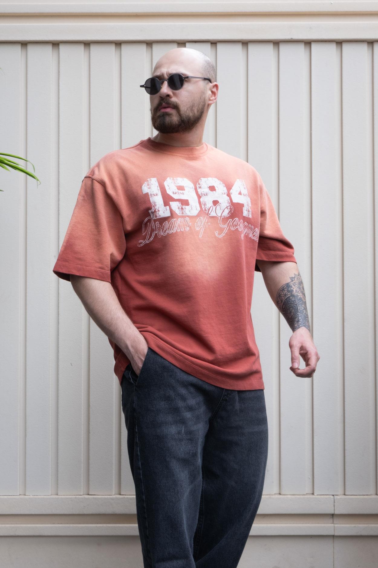 Yıkamalı Baskılı Oversize T-Shirt (TSK23)
