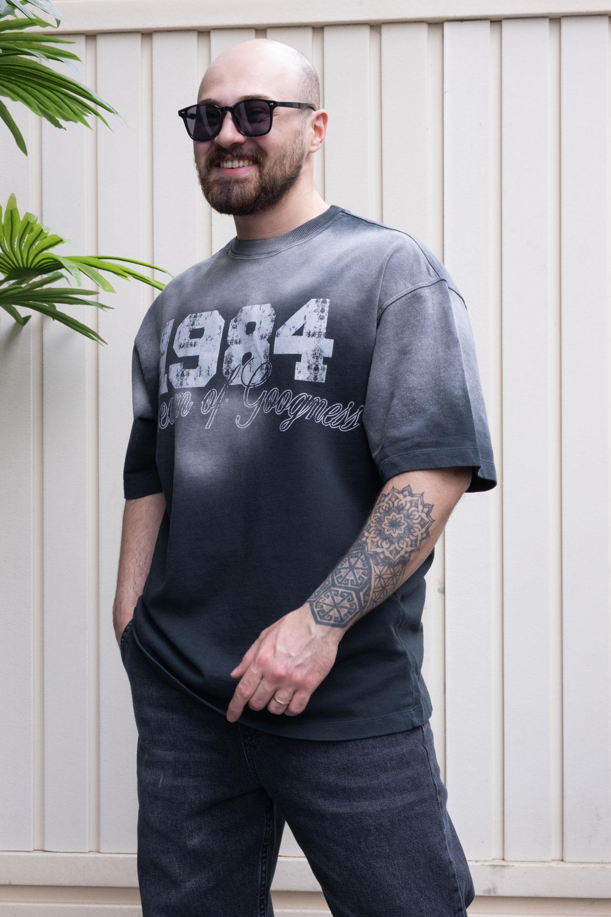 Yıkamalı Baskılı Oversize T-Shirt (TSS23)