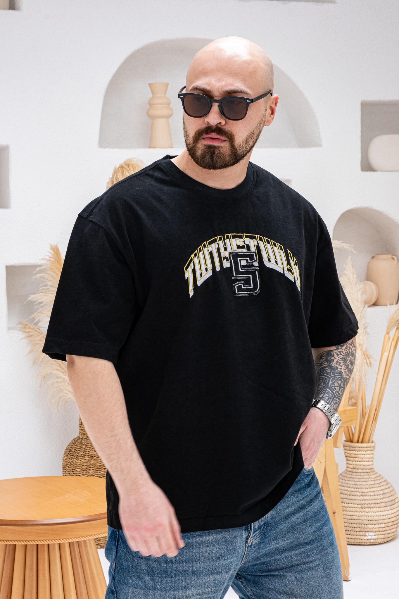 Yıkamalı Göğüs Sırt Baskılı Ve Nakışlı Oversize T-shirt(TSS65)