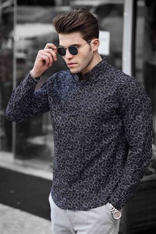 Slim Fit Beyaz Çiçek Desenli Polo Yaka T-Shirt 01850