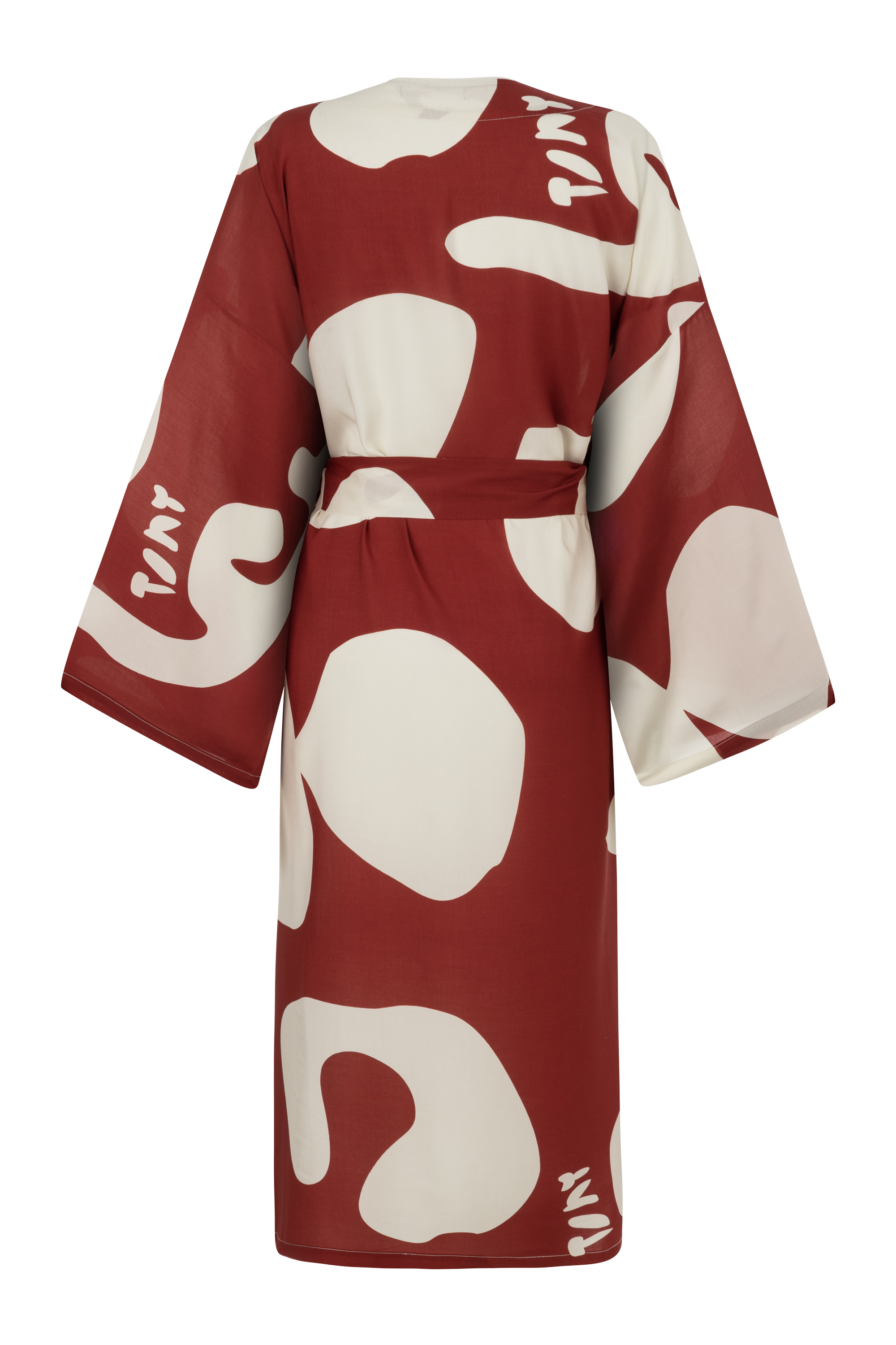 Kırmızı Desenli Viskon Kimono