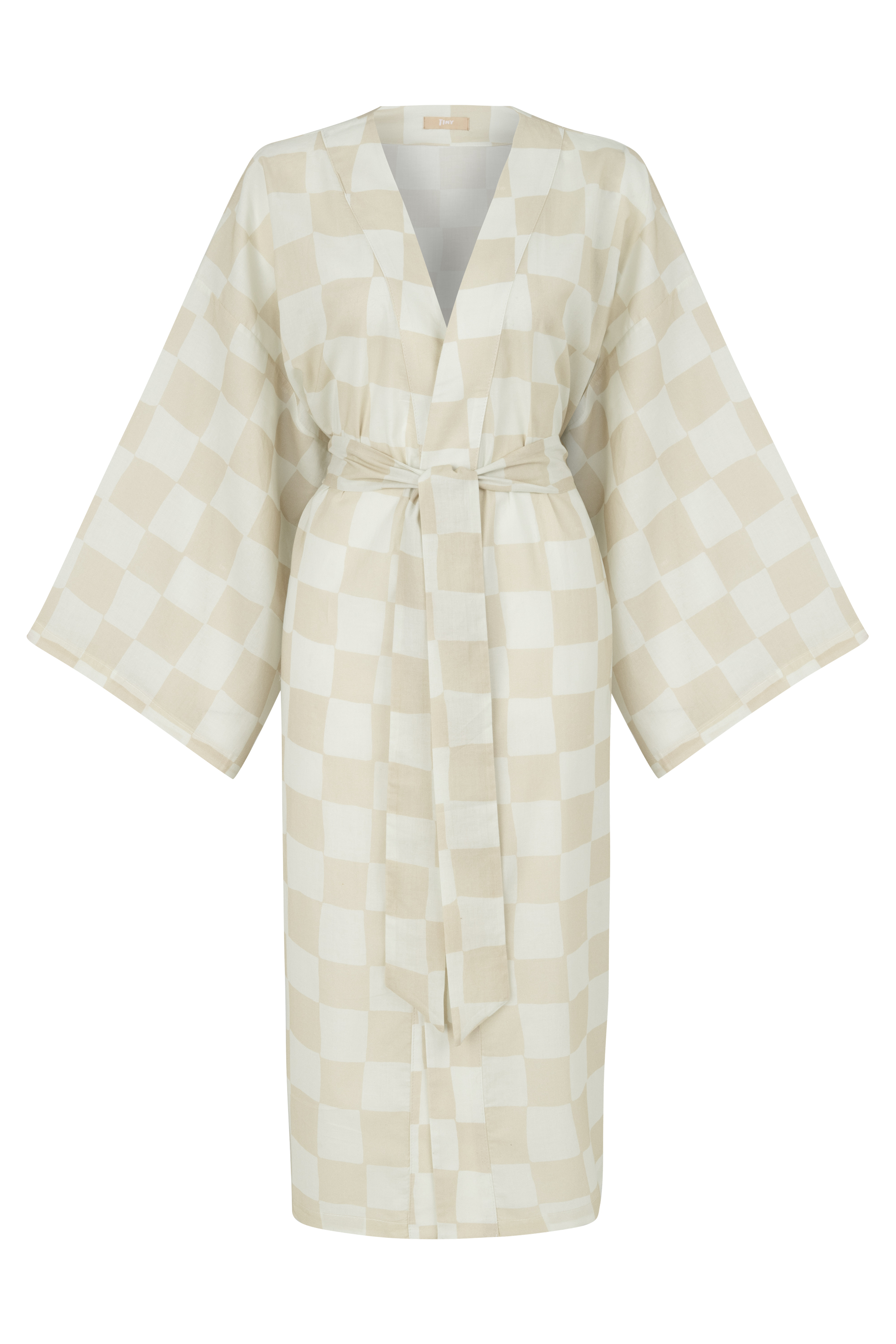 Krem Desenli Viskon Kimono