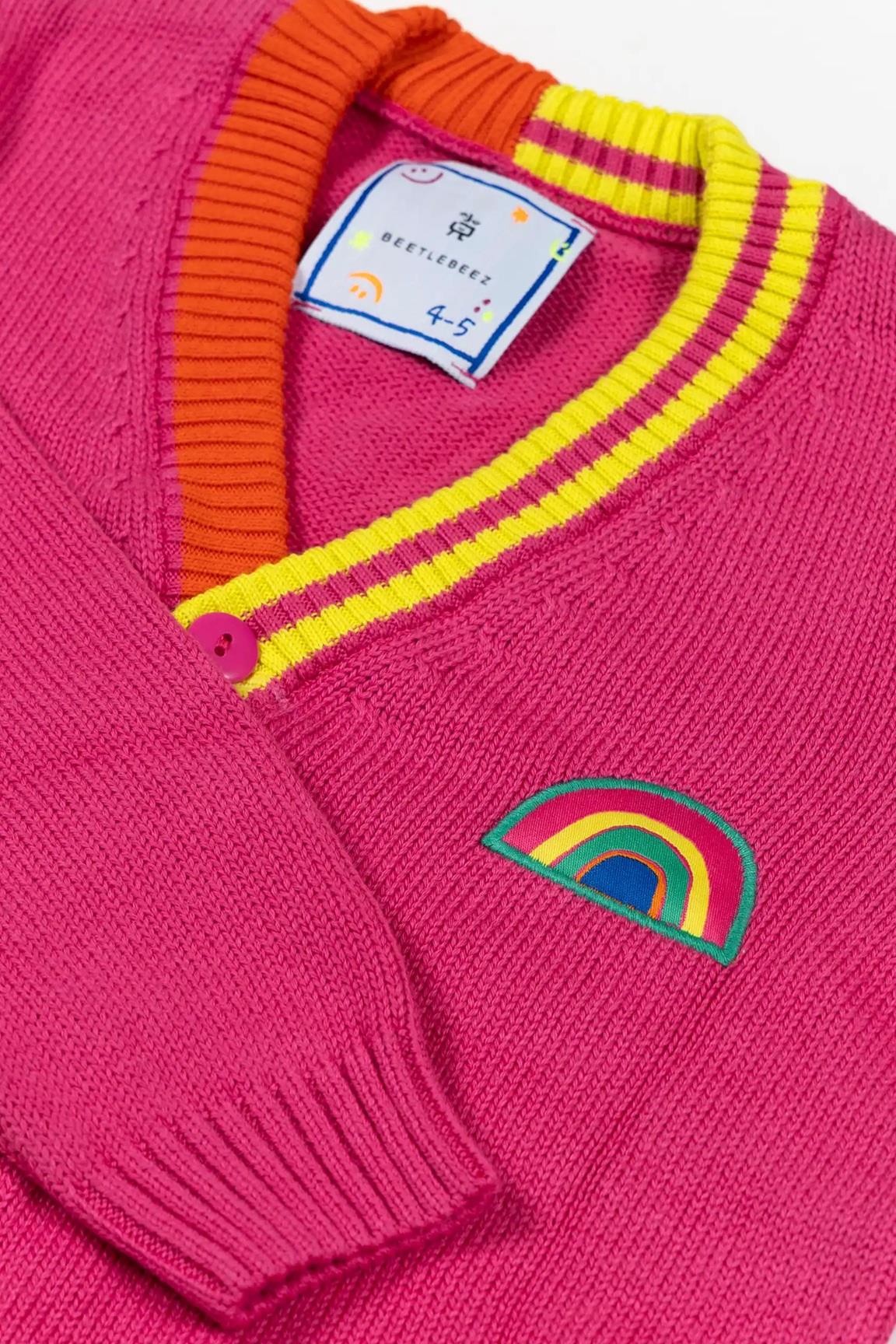 Beetle Beez Stripes Triko Ceket - Pembe