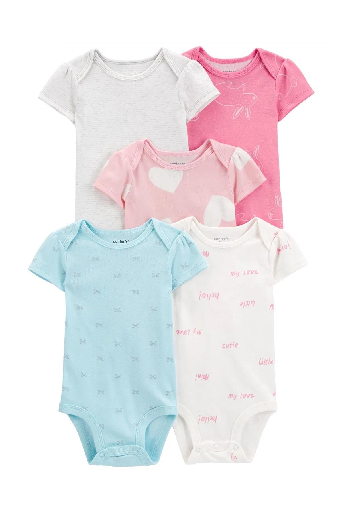 Carter's Kız Bebek Kısa Kollu Body 5'li Paket
