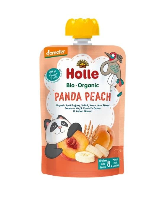 HOLLE ORGANİK PANDA PEACH (BUĞDAY, ŞEFTALİ, KAYISI, MUZ PÜRESİ)