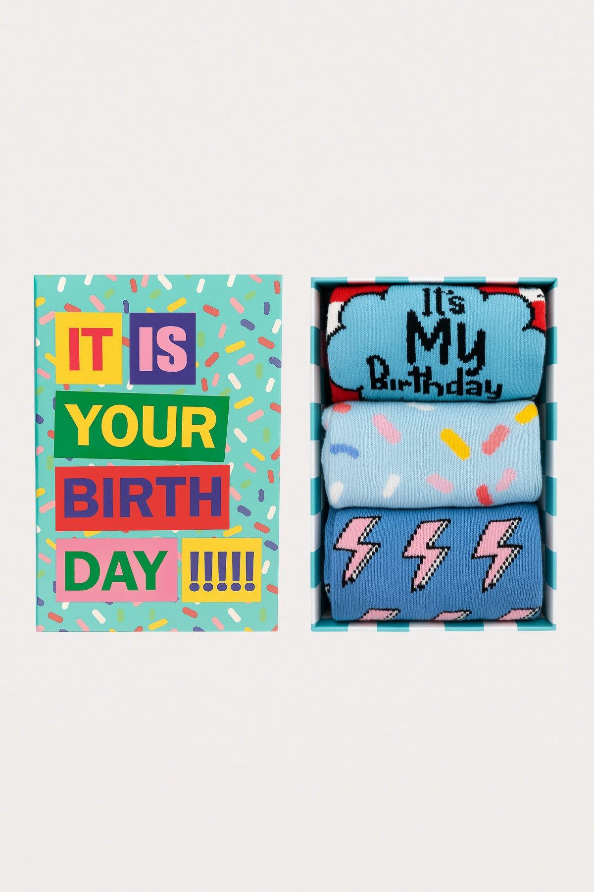 Katia & Bony Unisex Birthday Kutulu 3'lü Soket Çorap