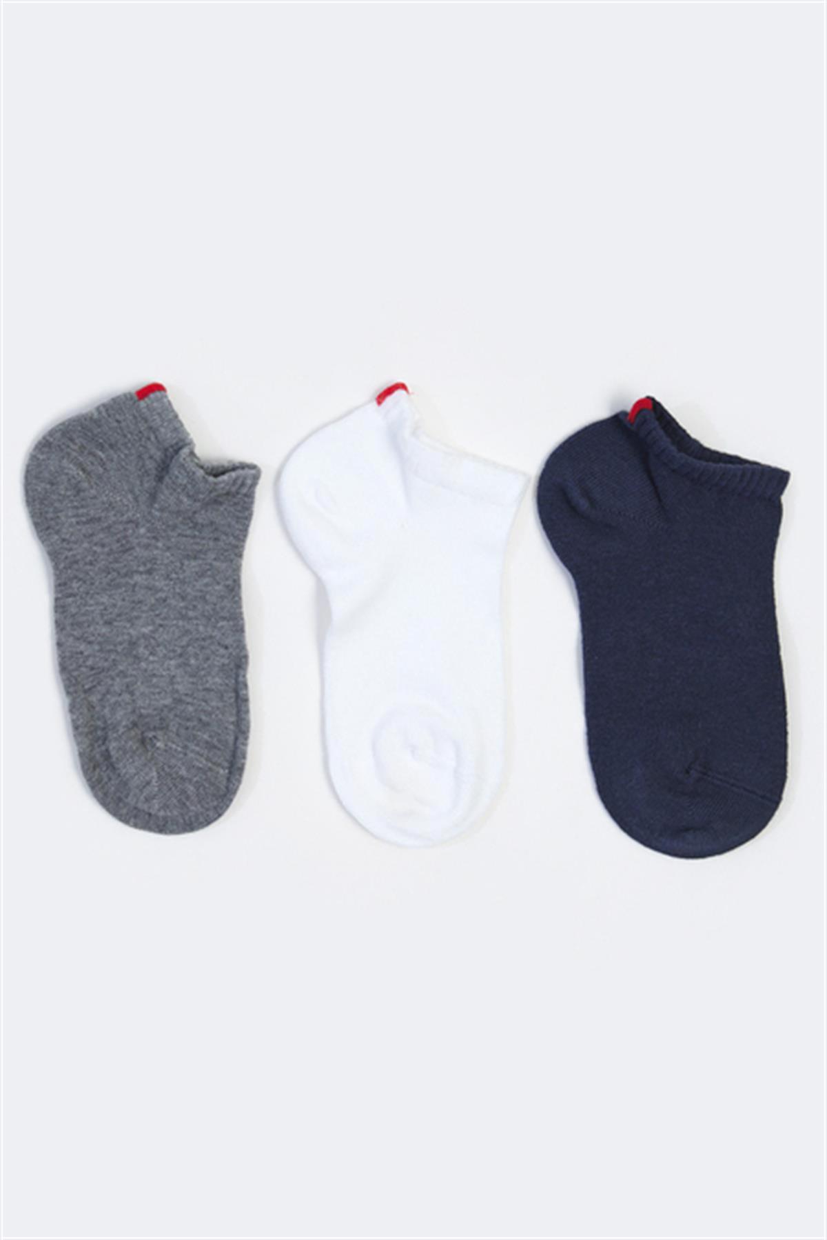 Katia&Bony Run 3'lü Çocuk Basic Patik Çorap Beyaz Gri Lacivert