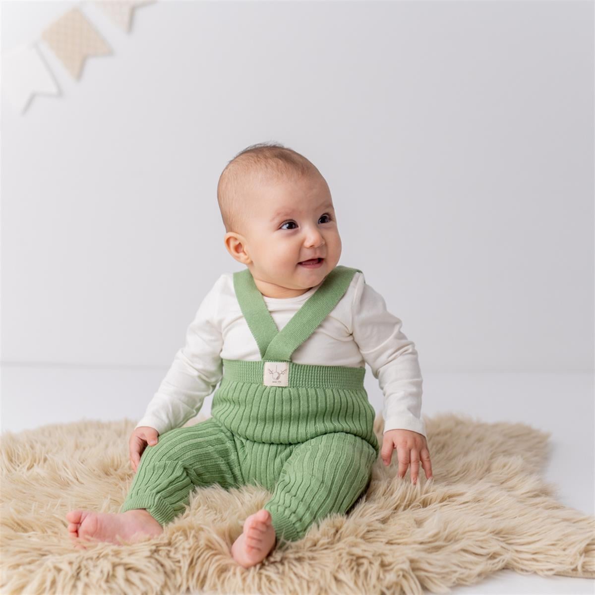 Mama-yoyo Askılı Organik Triko Bebek Taytı / Pantolonu Çağla Yeşili