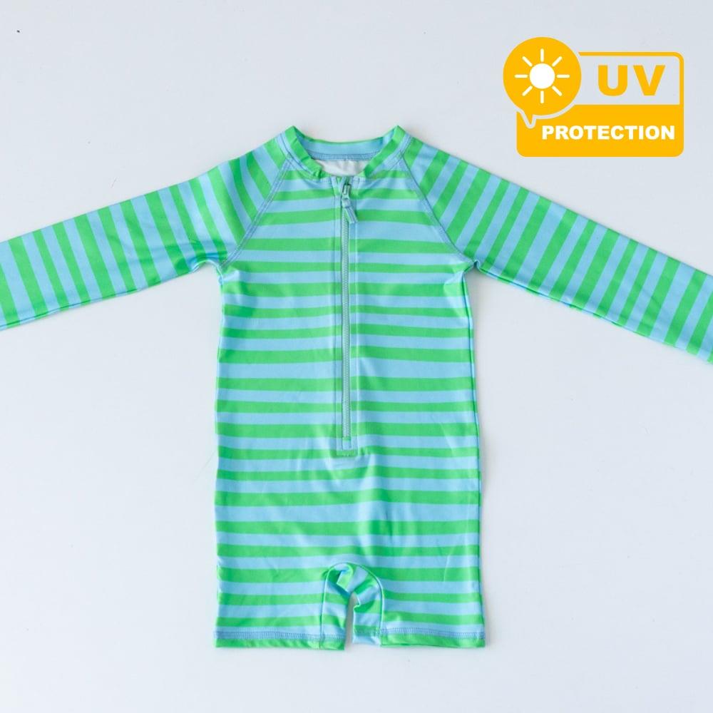 Mama-Yoyo UV Korumalı Önden Fermuarlı Çizgili Tulum Mayo