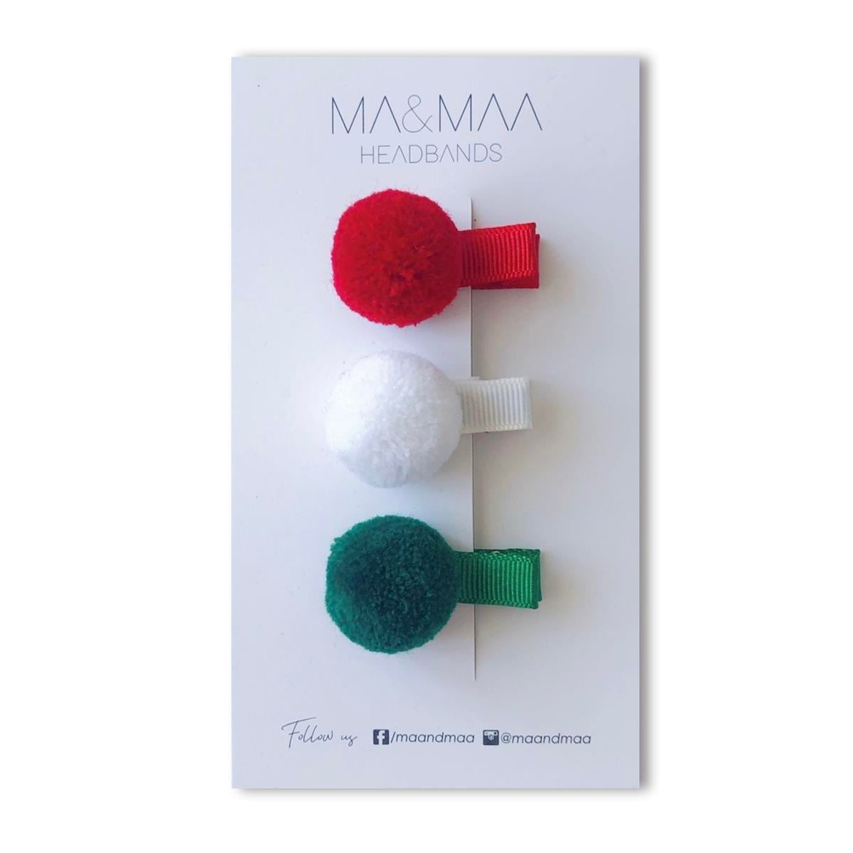 MA&MAA Holiday Ponpon Mini Clips Set