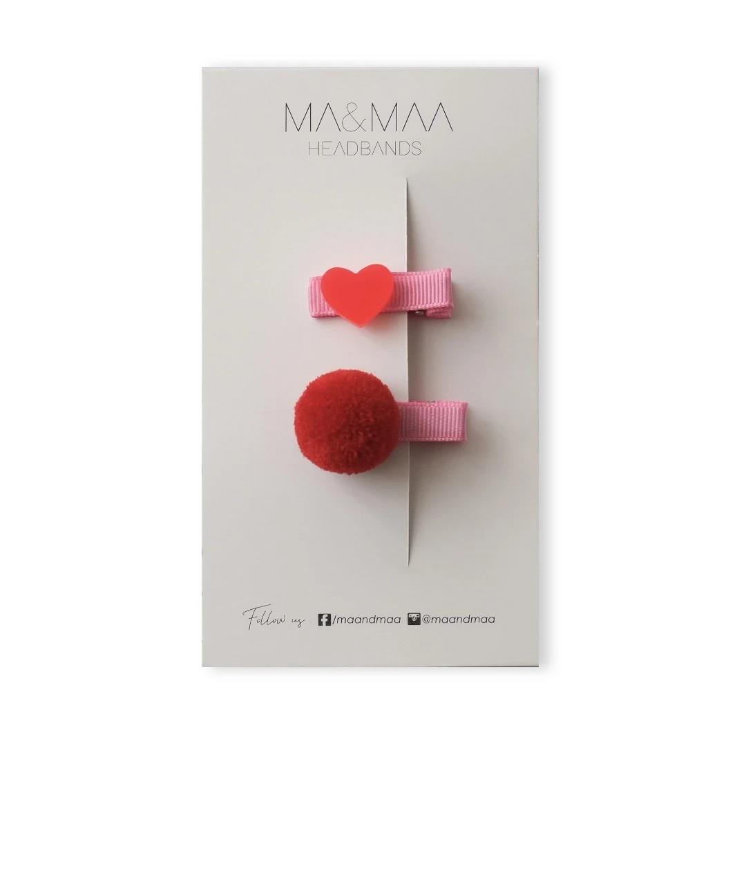 MA&MAA Mini Kırmızı Kalp Toka Seti
