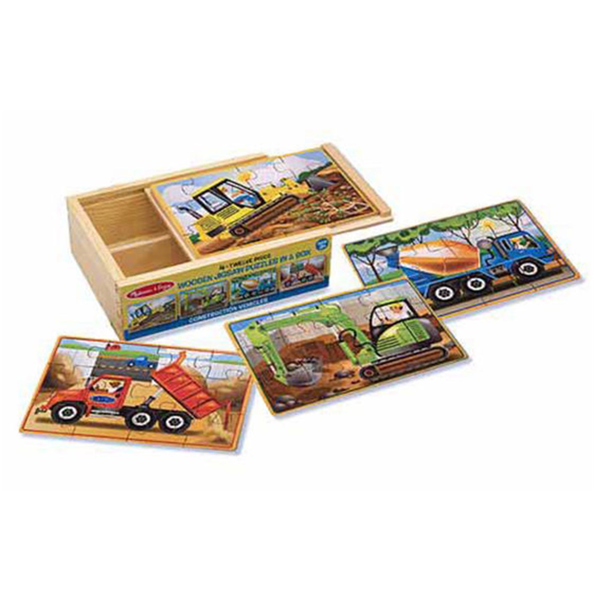 Melissa & Doug Ahşap 12x4 Yapboz Seti - İnşaat Araçları