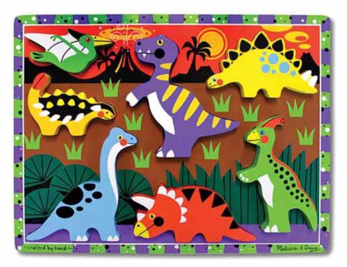 Melissa & Doug Ahşap Tombul Yapboz -Dinozorlar