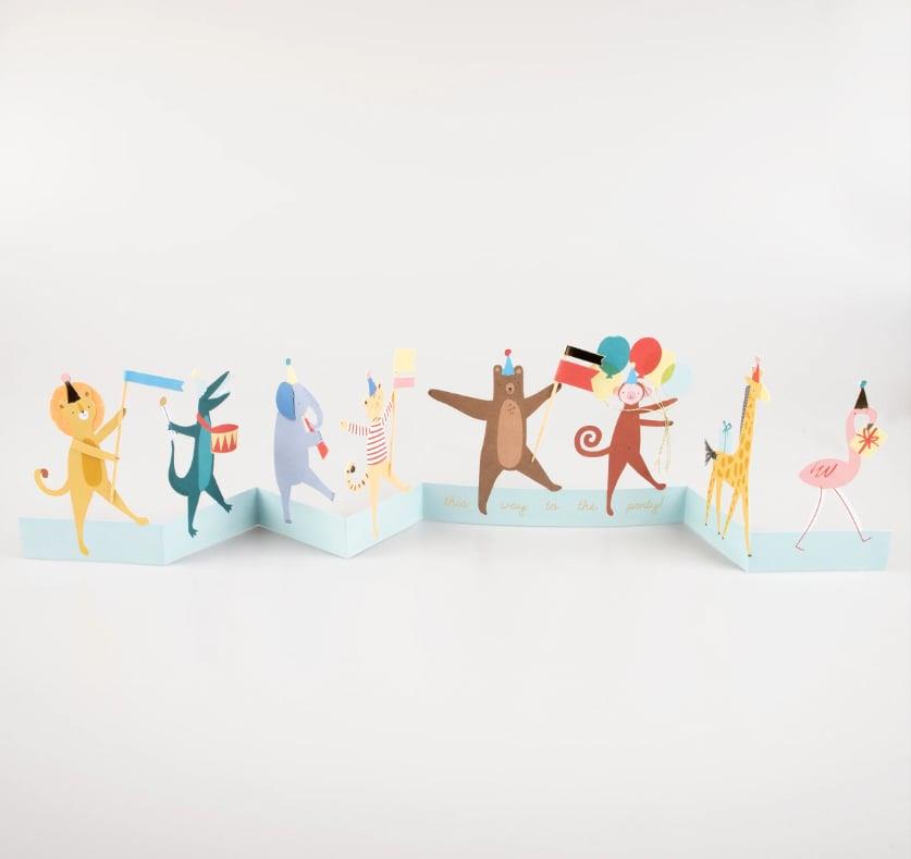 Meri Meri - Animal Parade Concertina Card - Hayvanlar Geçit Töreni Tebrik Kartı