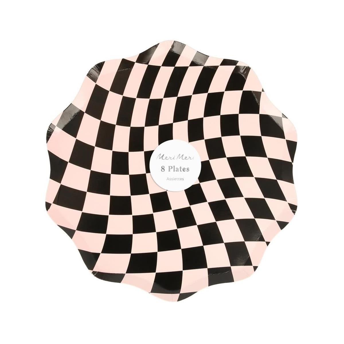 Meri Meri - Halloween Checker Side Plates - Cadılar Bayramı Damalı Tabaklar (M) 8'li