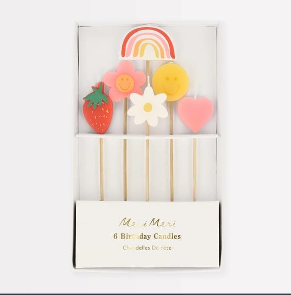 Meri Meri - Happy Face Icons Candles - Mutlu Yüz Semboller Mumlar (x6)