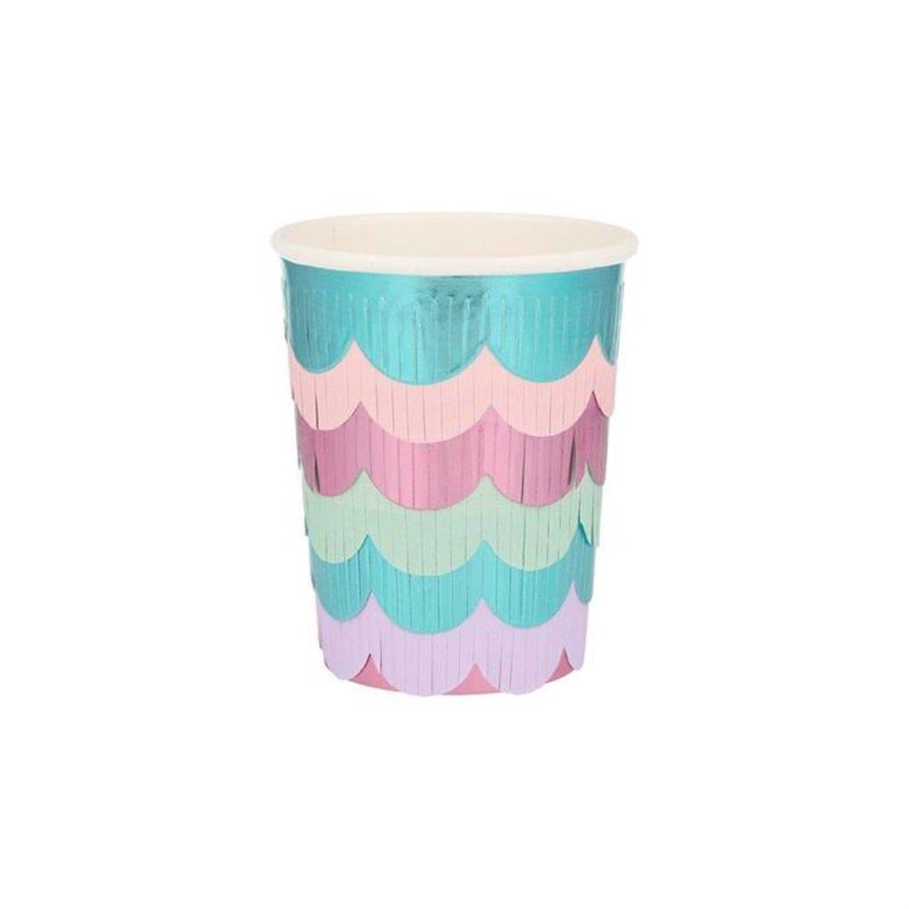 Meri Meri -  Mermaid Scalloped Fringe Cups - Deniz Kızı Püsküllü Bardaklar