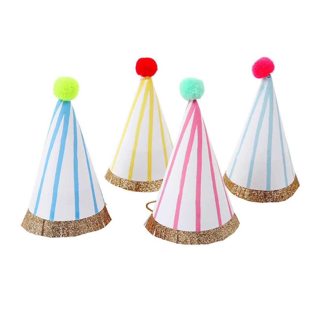 Meri Meri - Mini Animal Parade Hats - Mini Pon Ponlu Parti Şapkaları (8'li)