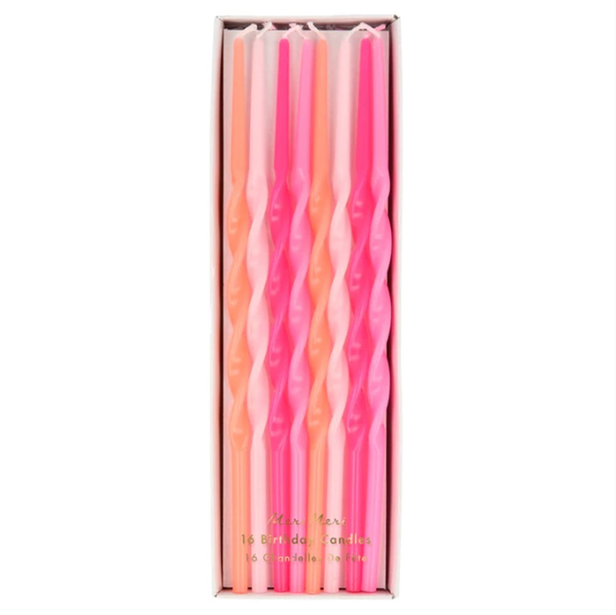 Meri Meri - Pink Twisted Long Candles - Pembe Kıvrımlı Uzun Mumlar - 16lı