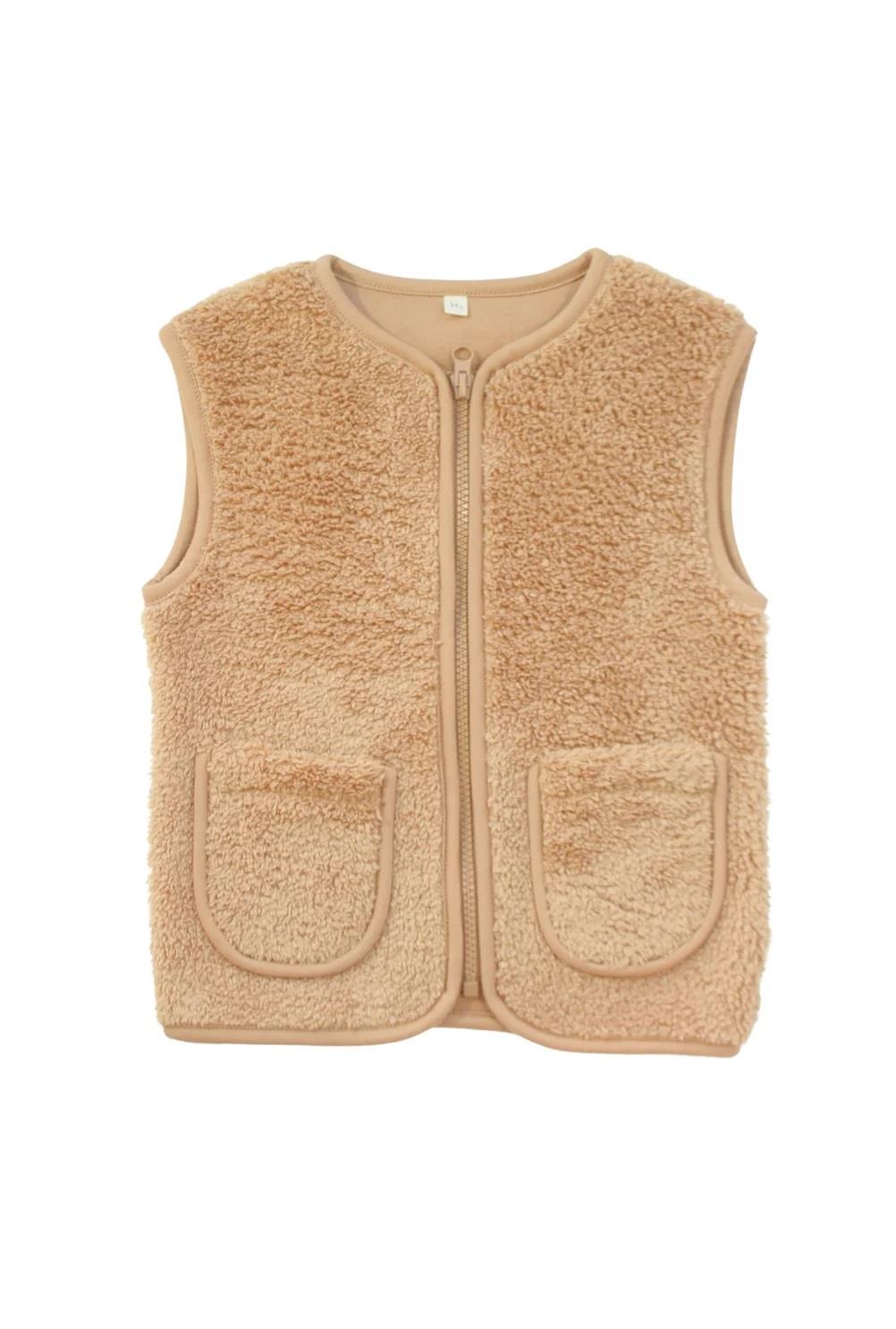 Miela Kids Klasik Peluş Yelek - Karamel