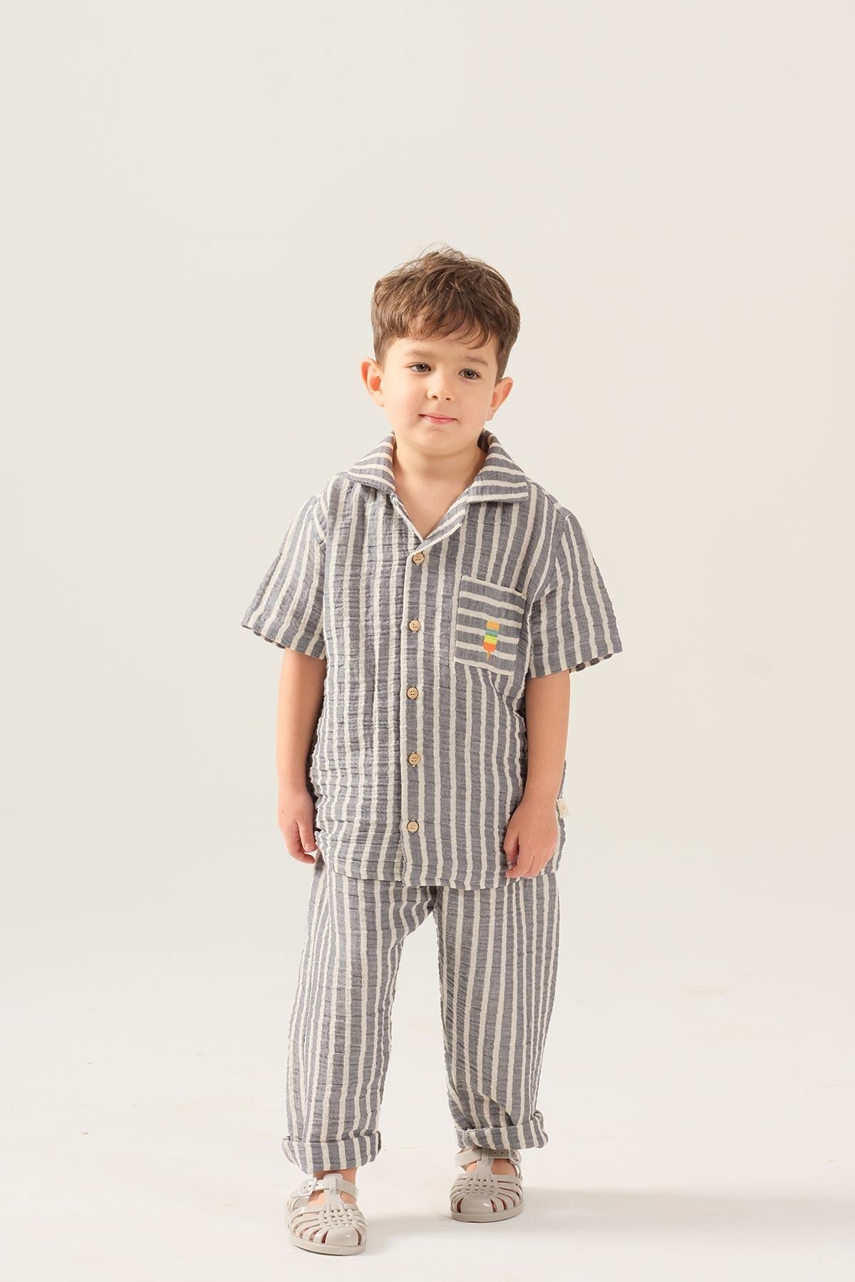 Miela Kids Müslin Pantolon - Lacivert
