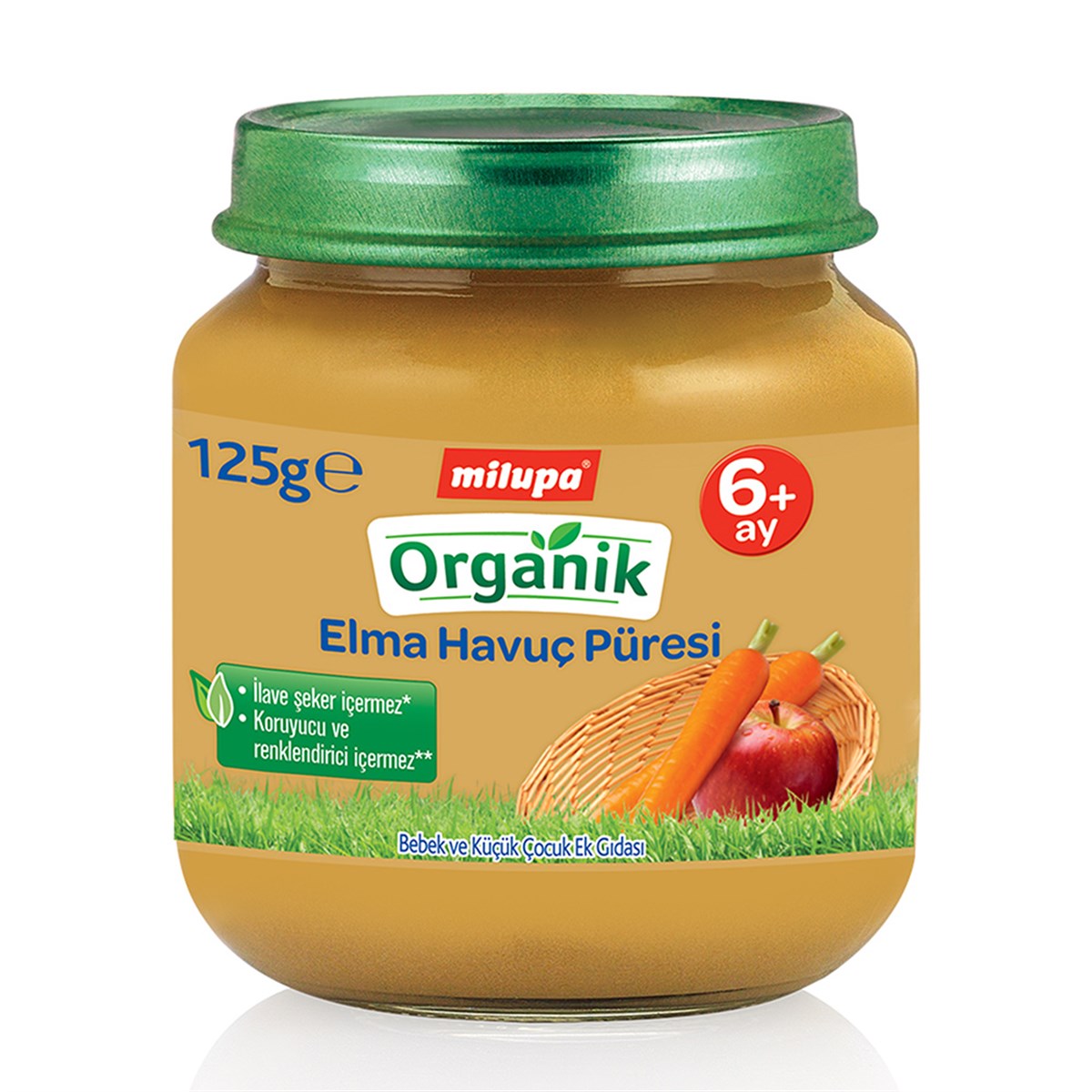 Milupa Organik Elma Havuç Püresi Kavanoz 125 g 6+ Ay