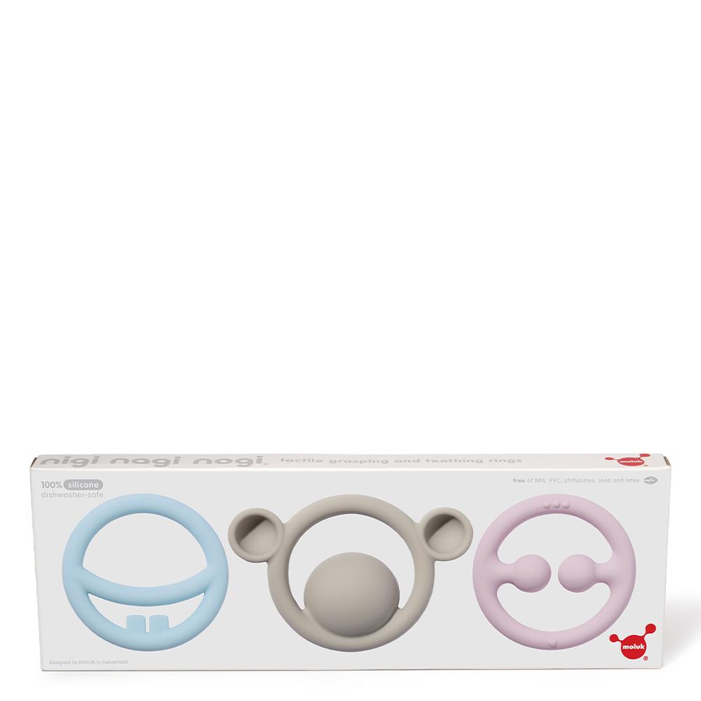 Moluk Nigi Nagi Nogi Pastel Ice Blue-Baby Pink-Beige -Diş Çıkarma Halkaları Pastel Mavi Pembe Bej