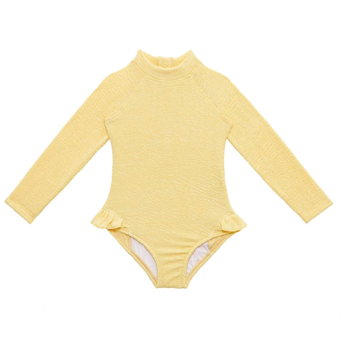 Sand Mother Sand Wave Long Sleeve Swimsuit - Butter Yellow