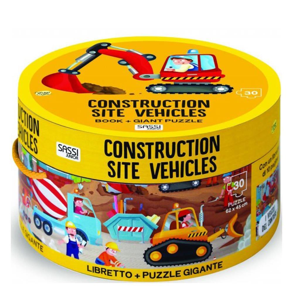 Sassi Construction Site Vehicles Book and Giant Puzzle