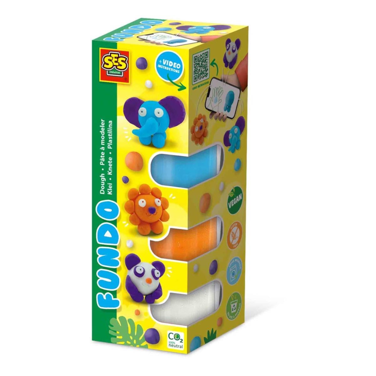 Ses Creative Fundo Oyun Hamuru - Vahşi Hayvanlar (3x90gr-1x40gr)
