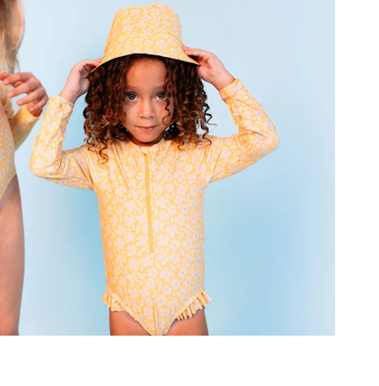 Swim Essentials UV Korumalı Önden Fermuarlı - Alttan Çıtçıtlı Mayo / Sarı Çiçek