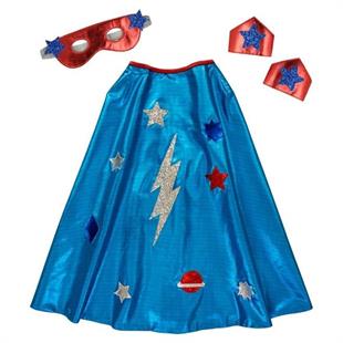 Meri Meri -  Blue Superhero Cape Dress Up - Mavi Pelerinli Süper Kahraman Kostümü
