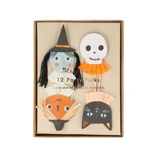 Meri Meri - Pumpkin Patch Party Picks - Halloween İkram Çubukları - 12'li