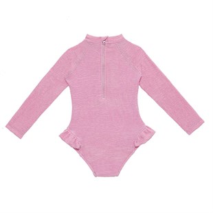 Sand Mother Sand Wave Long Sleeve Swimsuit - Pink