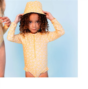 Swim Essentials UV Korumalı Önden Fermuarlı - Alttan Çıtçıtlı Mayo / Sarı Çiçek