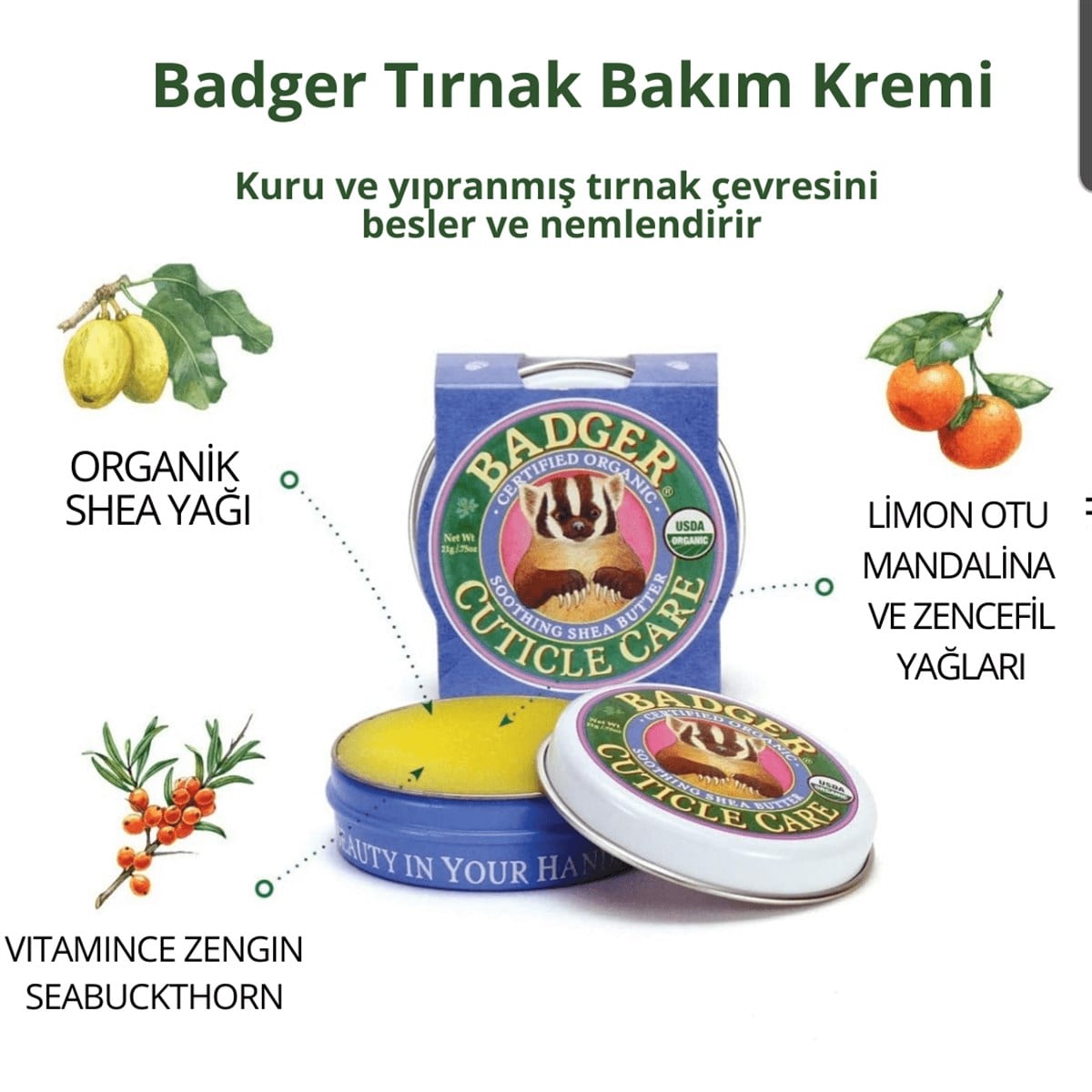 Badger Tırnak Bakım Kremi / Cuticle Care 21 gr