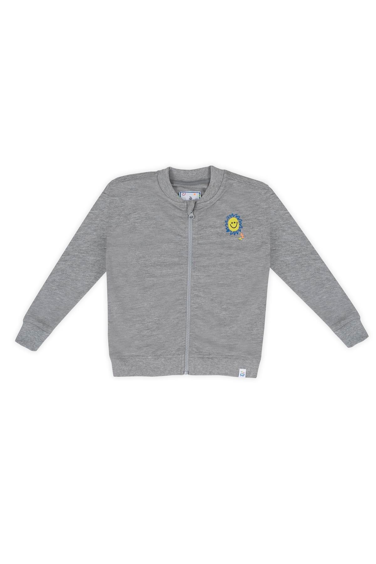 Beetle Beez Happy Sun Fermuarlı Sweatshirt - Gri