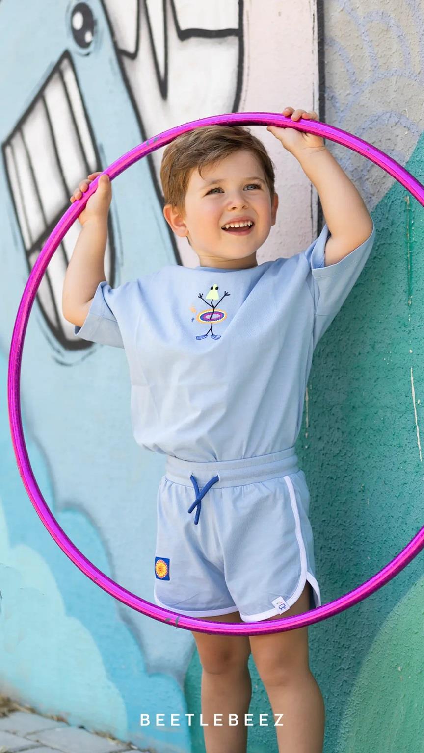 Beetle Beez Hula Hoop Diving Oversize T-Shirt - Açık Mavi