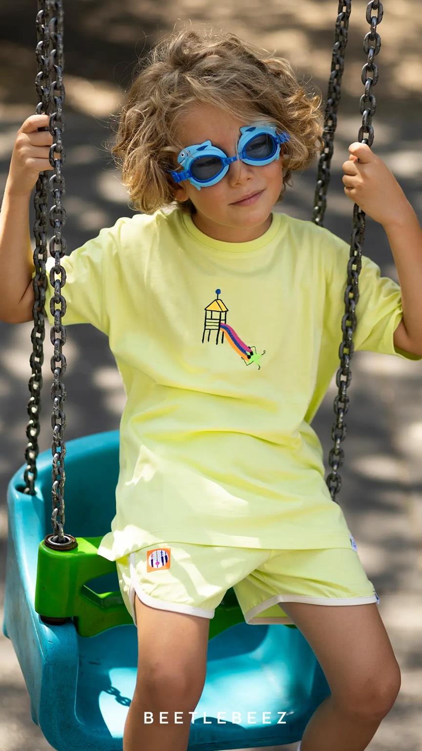 Beetle Beez Sliding Star Oversize T-Shirt - Lime