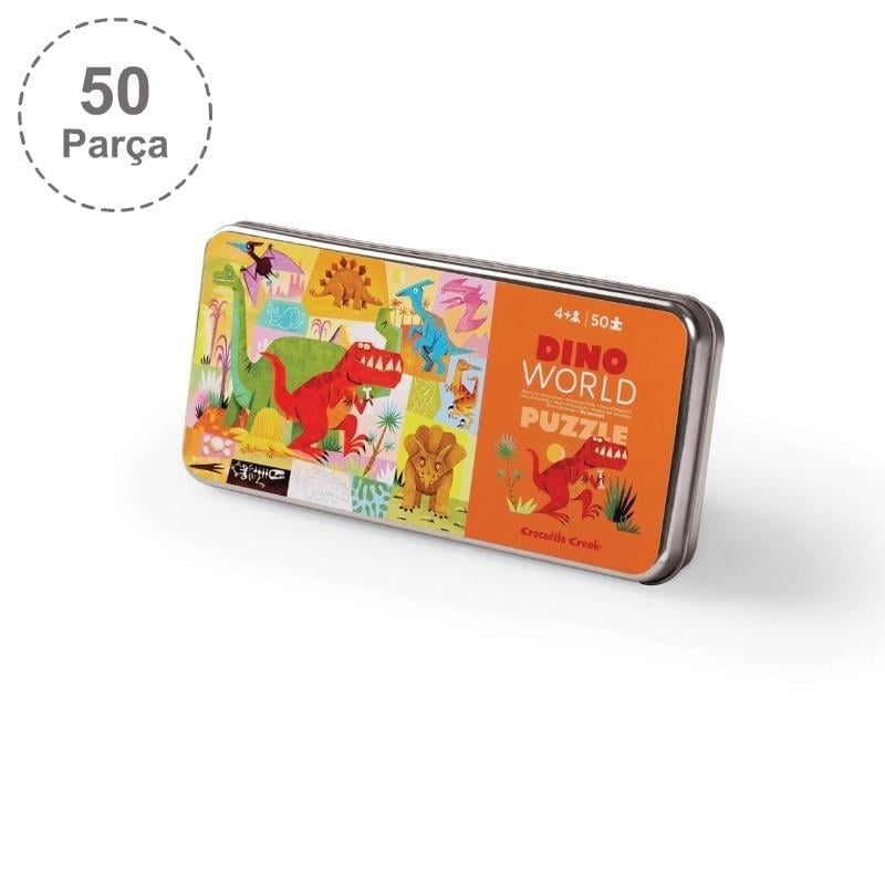 Crocodile Creek Metal Kutu Dino World Puzzle - 50 Parça - Dinozor Dünyası