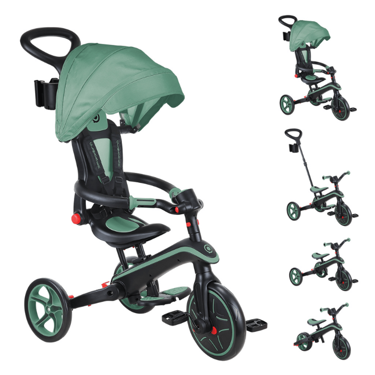 Globber Explorer 4 in 1 Katlanabilir Bisiklet - Zeytin Yeşili