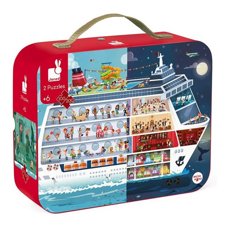 Janod 100 ve 200 Parça İkili Puzzle - Gemi