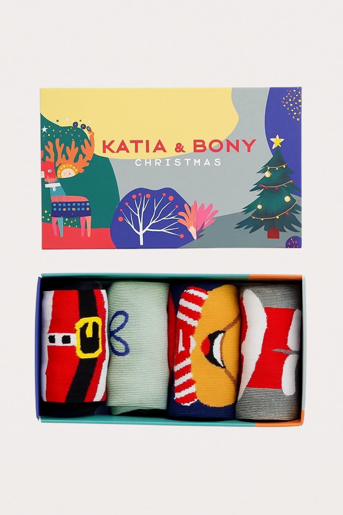 Katia & Bony Unisex 4'lü Paket Yılbaşı Kutulu Soket Çorap