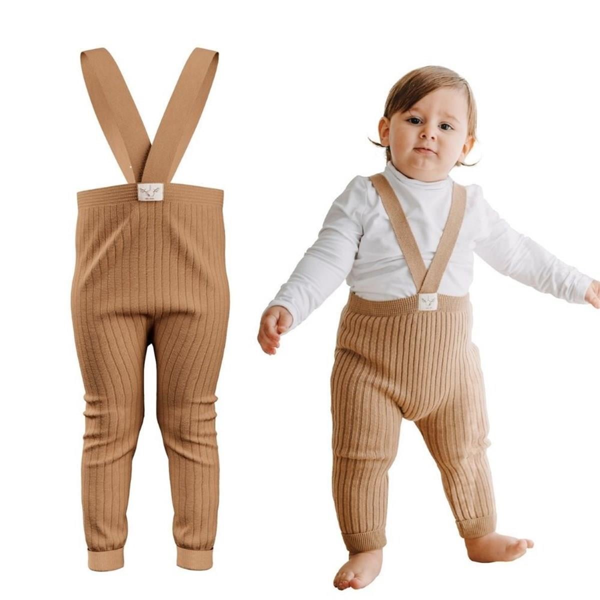 Mama-yoyo Askılı Organik Triko Bebek Taytı Cappucino